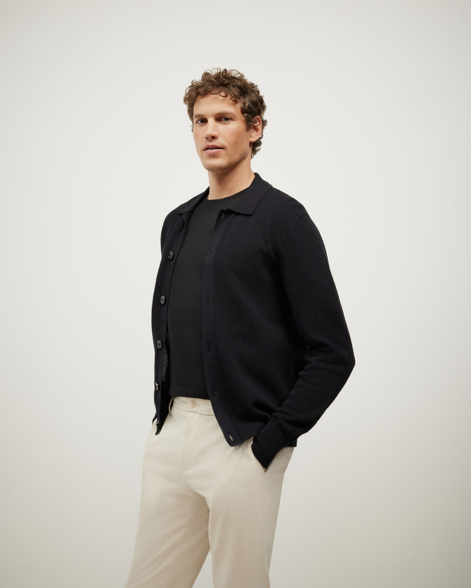 Blake Button Down Long Sleeve Knit, Black, hi-res